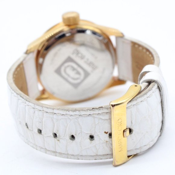 Vintage Marc Ecko Watch Unisex Gold Tone Steel Rhinestones Round Quartz Dial - Picture 7 of 8